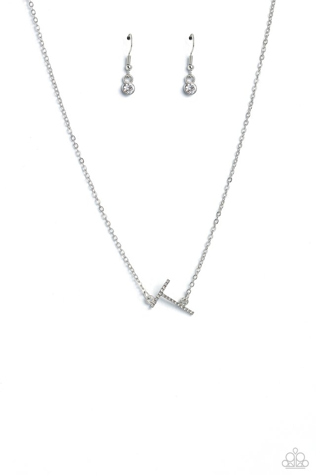 INITIALLY Yours - T - White - Paparazzi Necklace Image