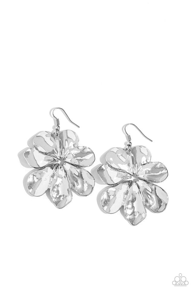 Hinging Hallmark - Silver - Paparazzi Earring Image