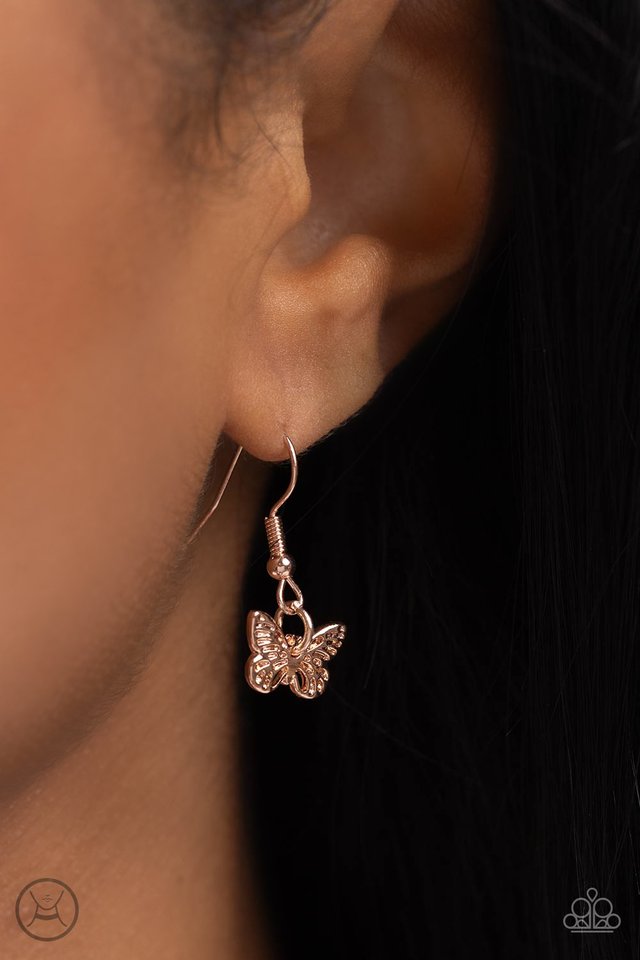 Butterfly Beacon - Rose Gold - Paparazzi Necklace Image