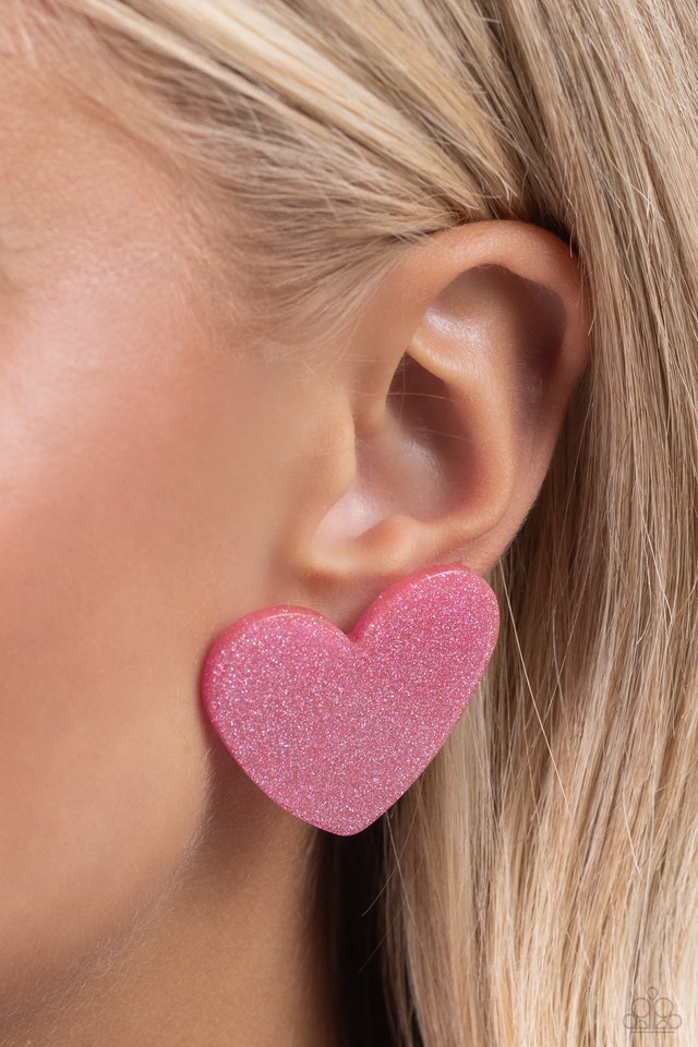 Sparkly Sweethearts - Pink - Paparazzi Earring Image