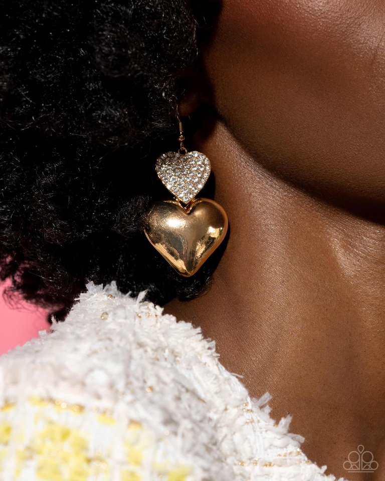 Charming Connection - Gold - Paparazzi Earring Image