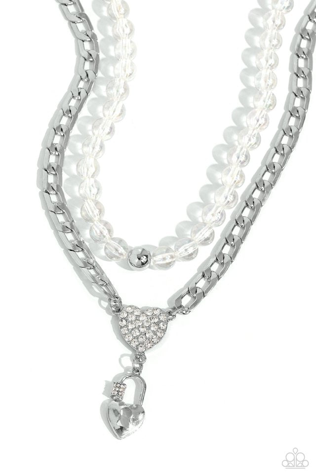 Turn Back the LOCK - White - Paparazzi Necklace Image