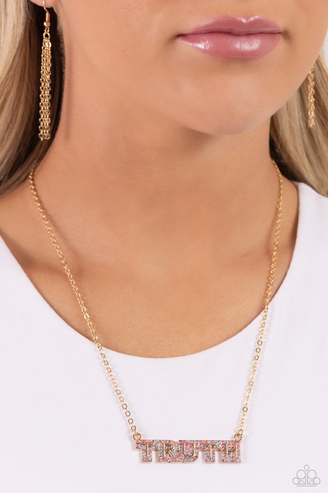 Truth Trinket - Gold - Paparazzi Necklace Image