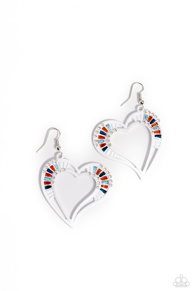 Embellished Emeralds - White - Paparazzi Earring Image