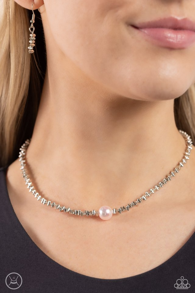 Tasteful Triangles - Pink - Paparazzi Necklace Image