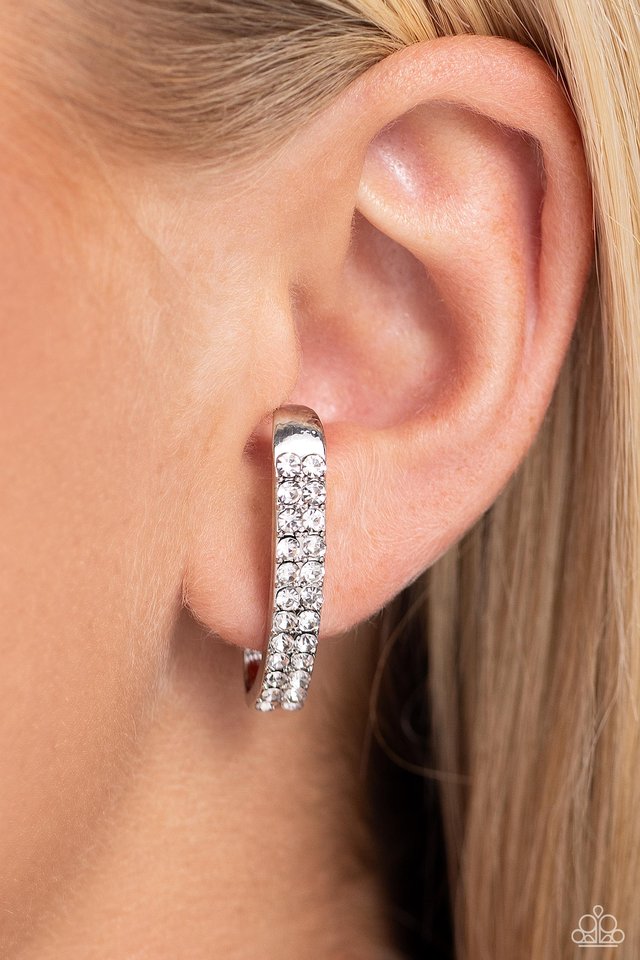 Sliding Series - White - Paparazzi Earring Image
