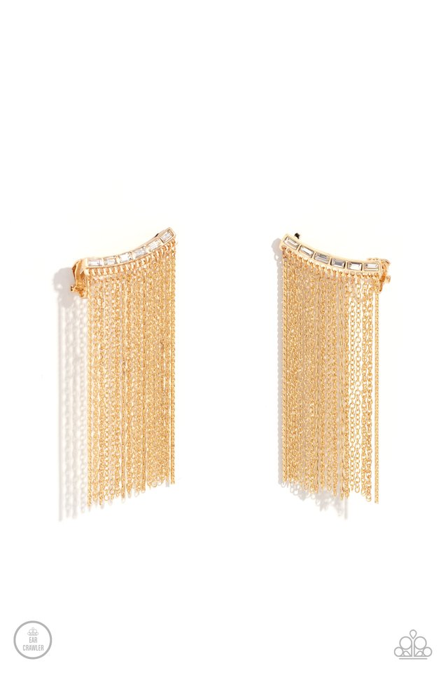 Feuding Fringe - Gold - Paparazzi Earring Image