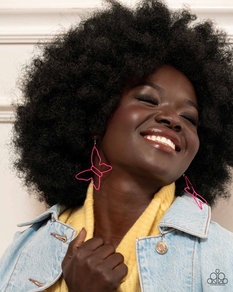 Soaring Silhouettes - Pink - Paparazzi Earring Image