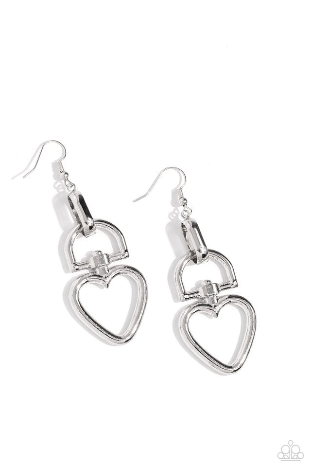 Padlock Your Heart - Silver - Paparazzi Earring Image