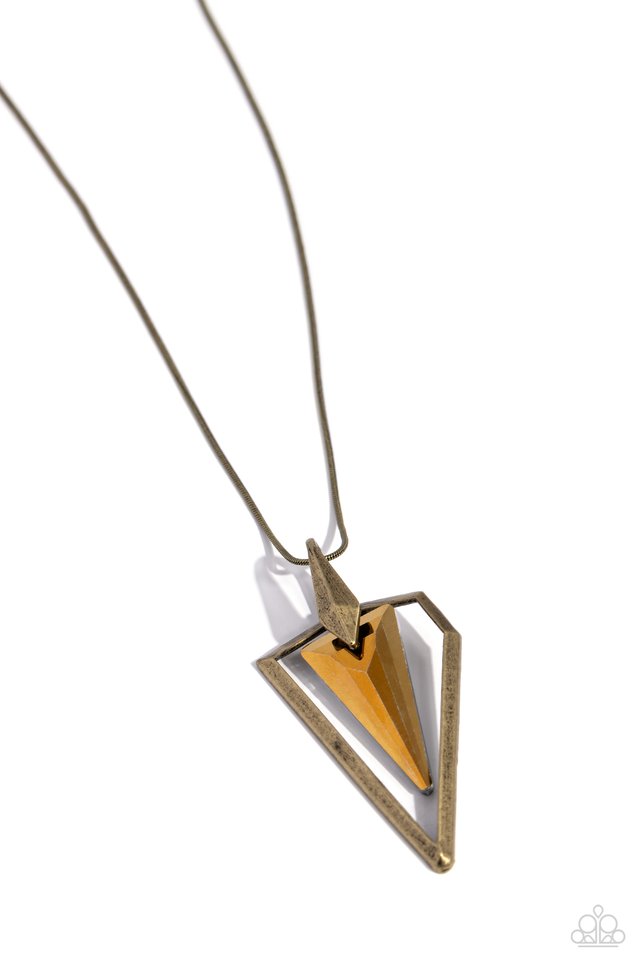 Trifecta Tyrant - Brass - Paparazzi Necklace Image