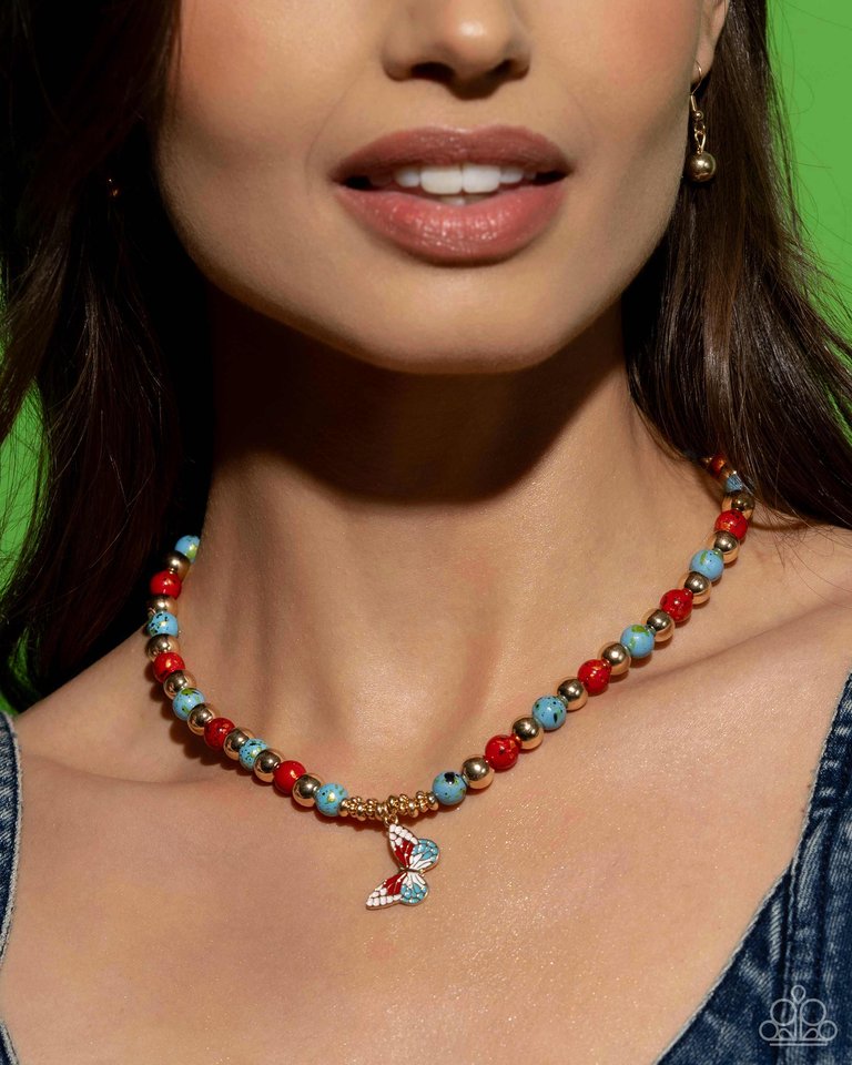 Speckled Story - Red - Paparazzi Necklace Image