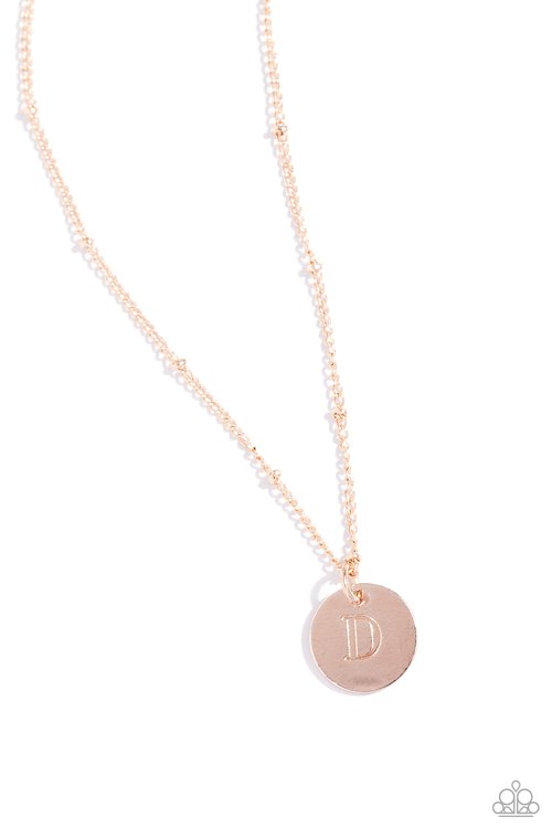 Initial Elegance - Rose Gold - D - Paparazzi Necklace Image