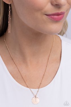 Initial Elegance - Rose Gold - I - Paparazzi Necklace Image