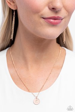 Initial Elegance - Rose Gold - K - Paparazzi Necklace Image