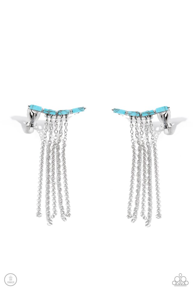 Fault Line Fringe - Blue - Paparazzi Earring Image