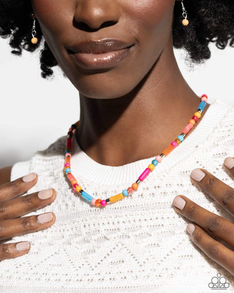 Beaded Beginner - Orange - Paparazzi Necklace Image