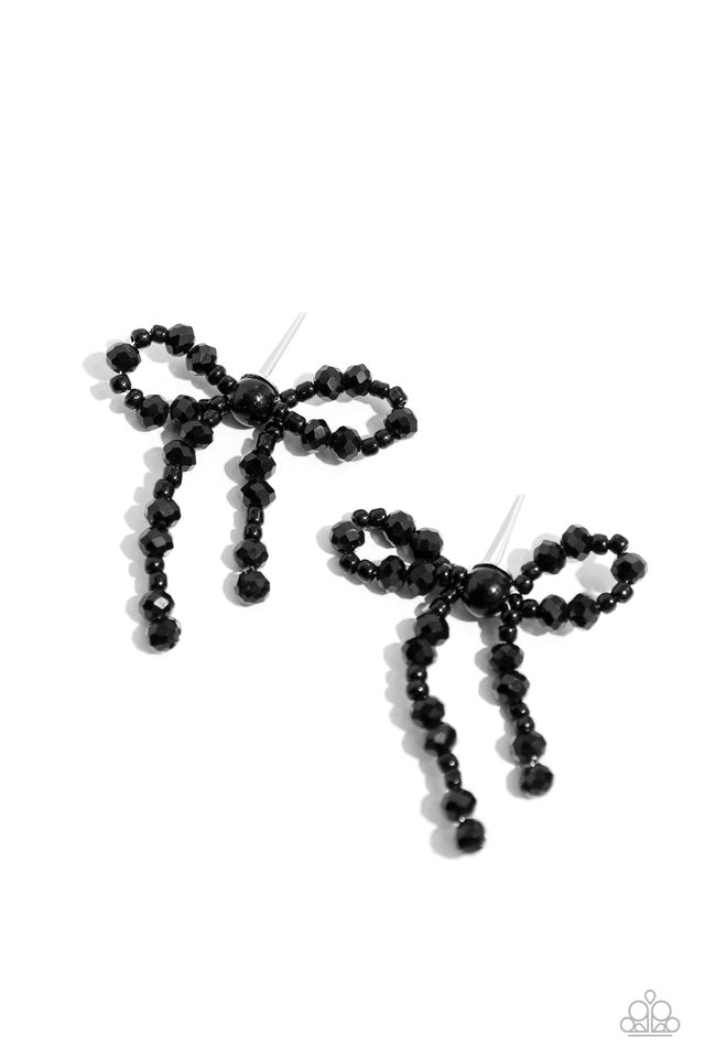 The BOW Must Go On - Black - Paparazzi Earring Image