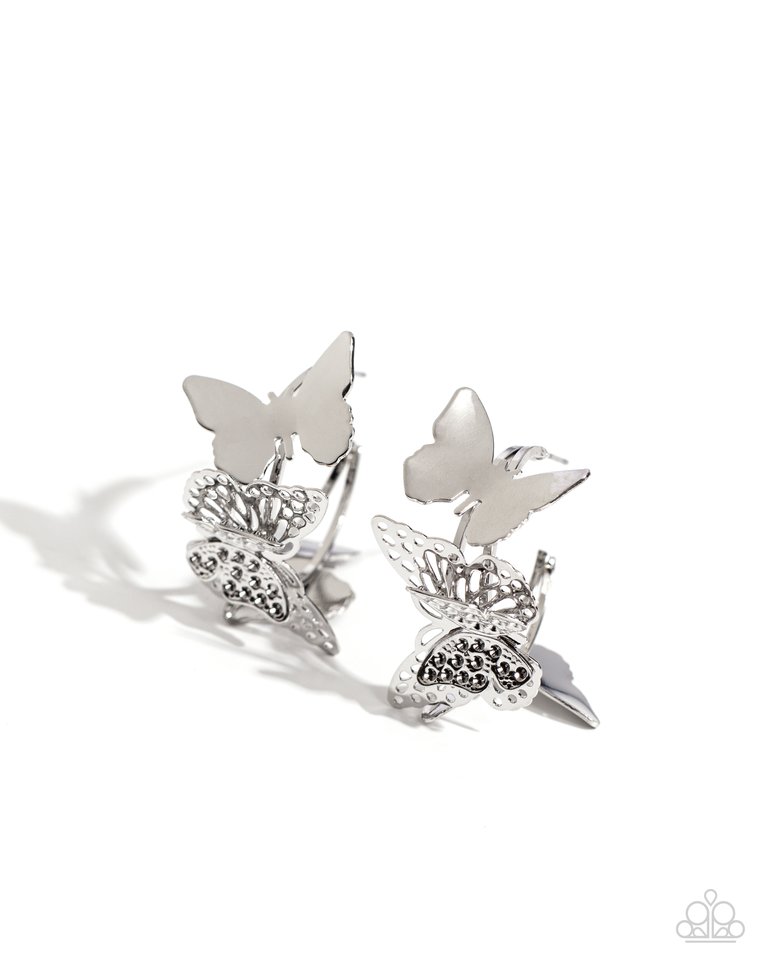 No WINGS Attached - Silver - Paparazzi Earring Image