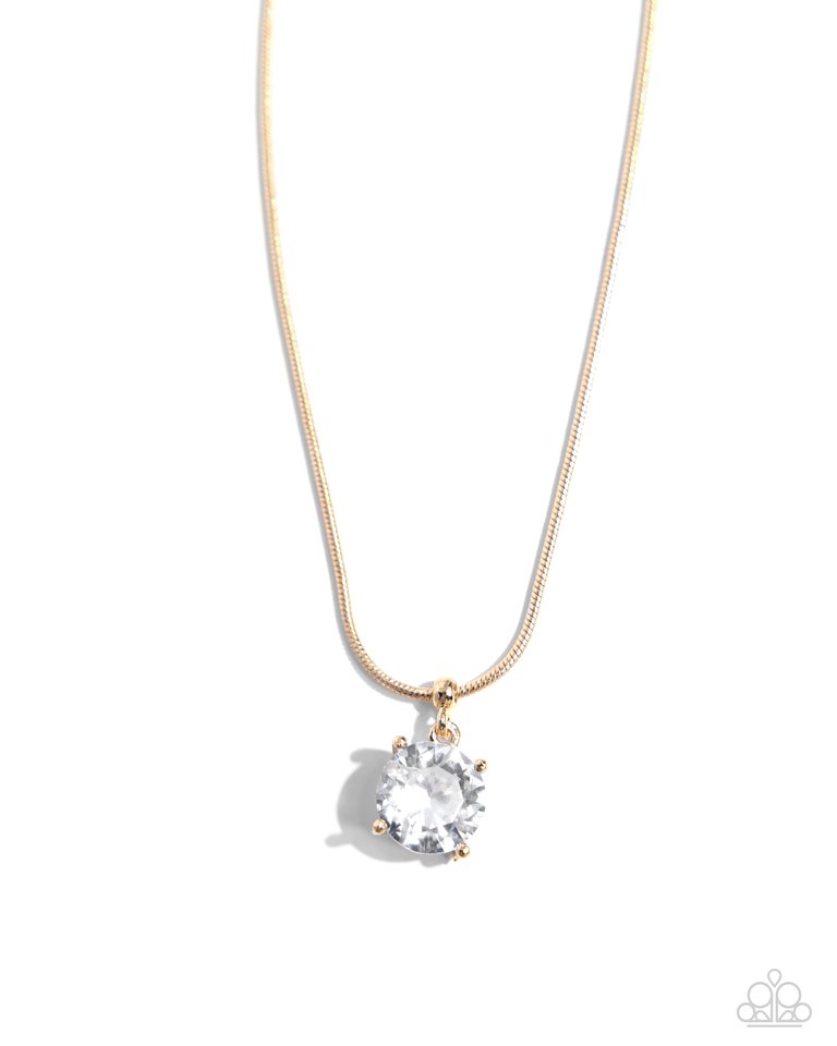 Pronged Premiere - Gold - Paparazzi Necklace Image