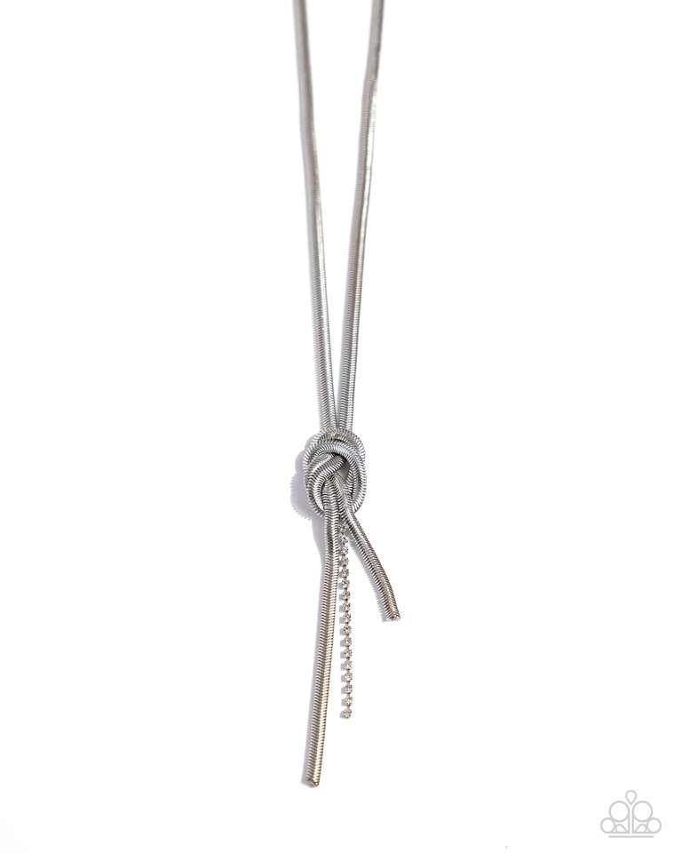 Knotted Keeper - White - Paparazzi Necklace Image