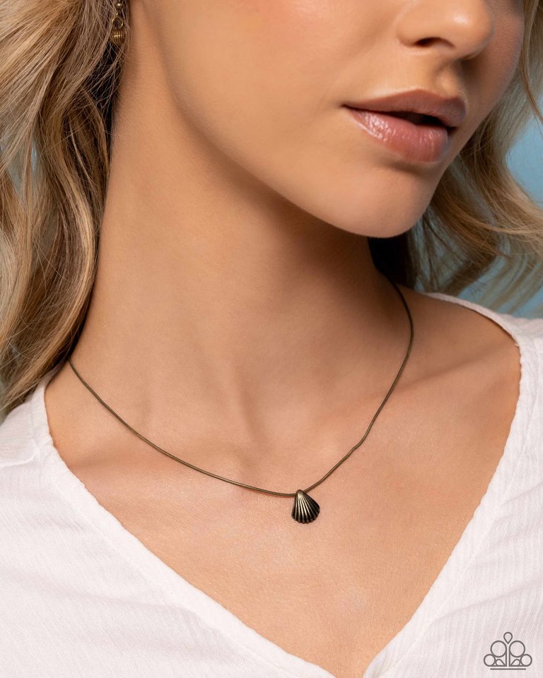 Seashell Simplicity - Brass - Paparazzi Necklace Image