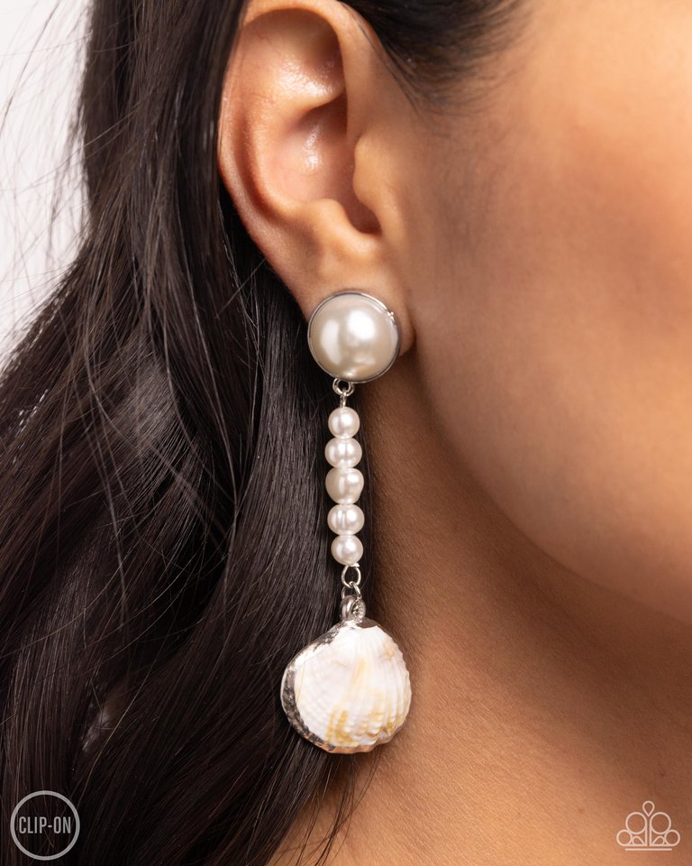 Oceanic Occasion - White - Paparazzi Earring Image