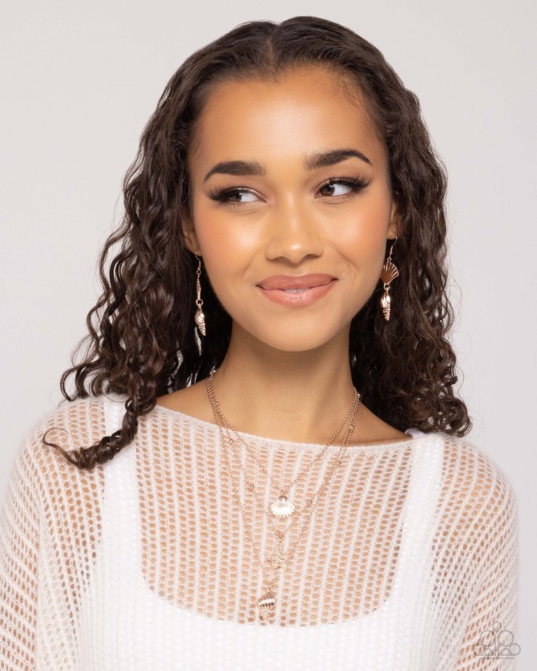 SHELL, I Was In the Area - Rose Gold - Paparazzi Earring Image