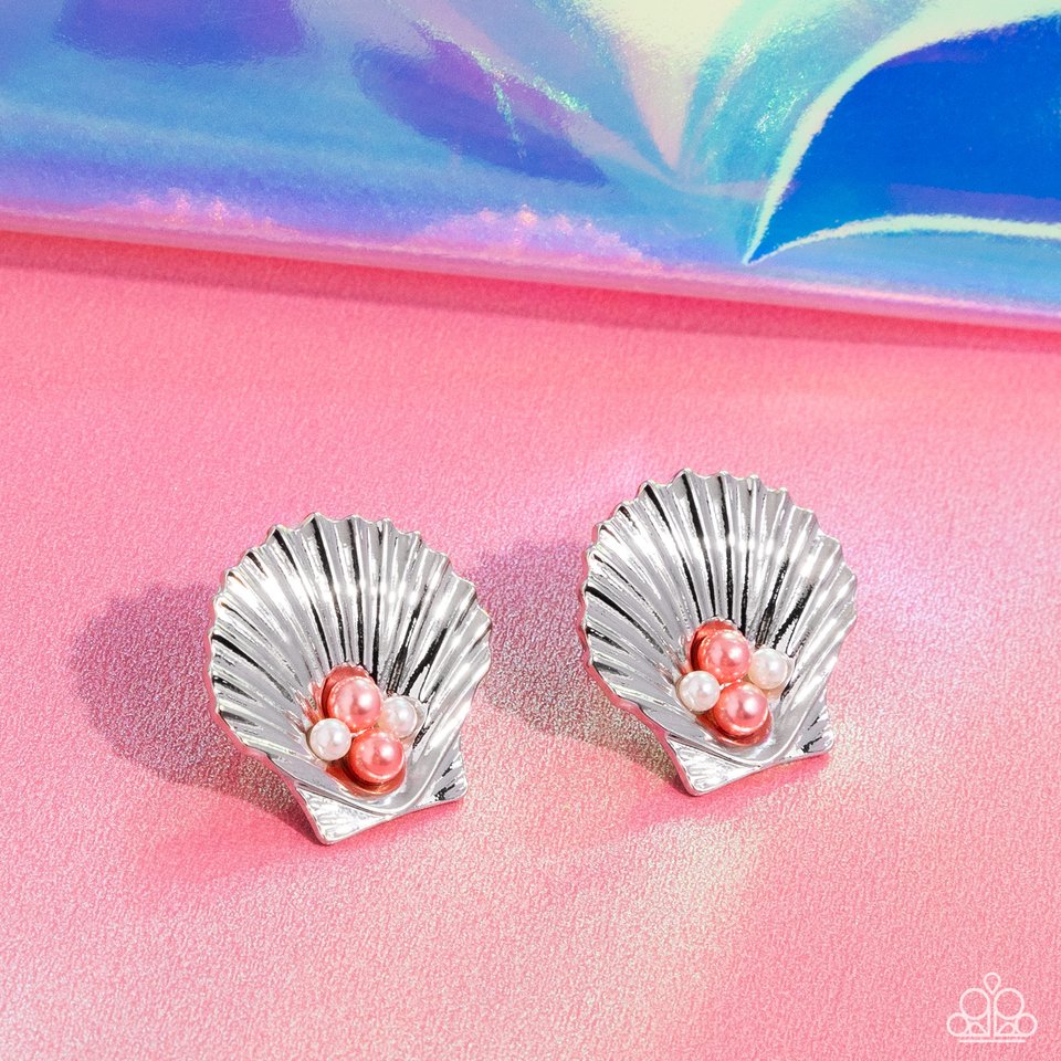 Oyster Opulence - Orange - Paparazzi Earring Image
