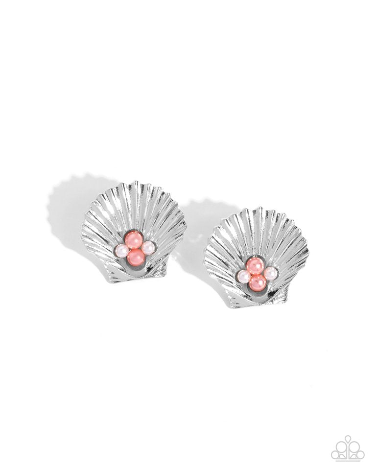 Oyster Opulence - Orange - Paparazzi Earring Image