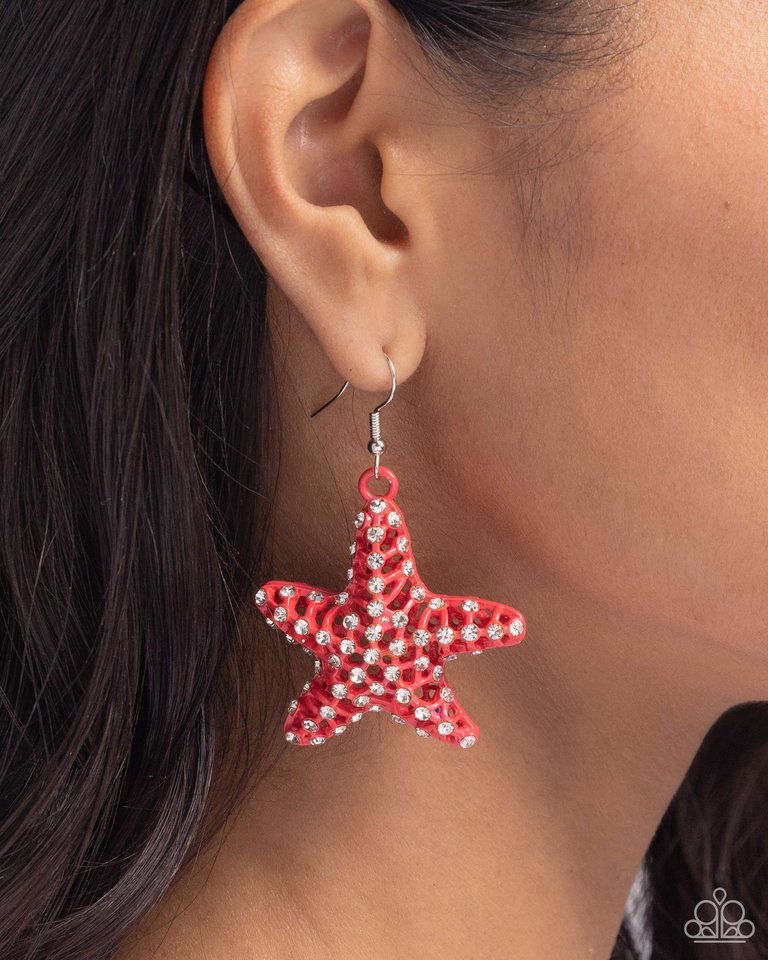 Skilled Starfish - Orange - Paparazzi Earring Image