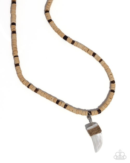 Shark Tooth Statement - Brown - Paparazzi Necklace Image