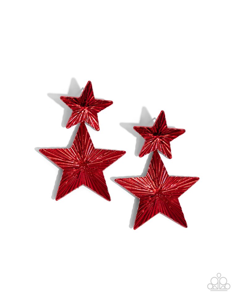 Patriotic Promise - Red - Paparazzi Earring Image
