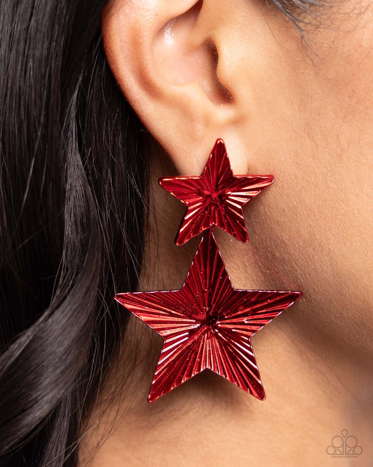 Patriotic Promise - Red - Paparazzi Earring Image