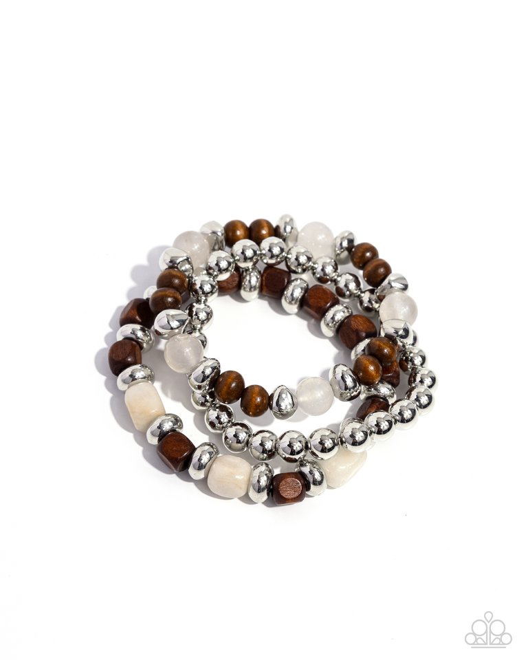 DIVERSIFIED Wood - Silver - Paparazzi Bracelet Image