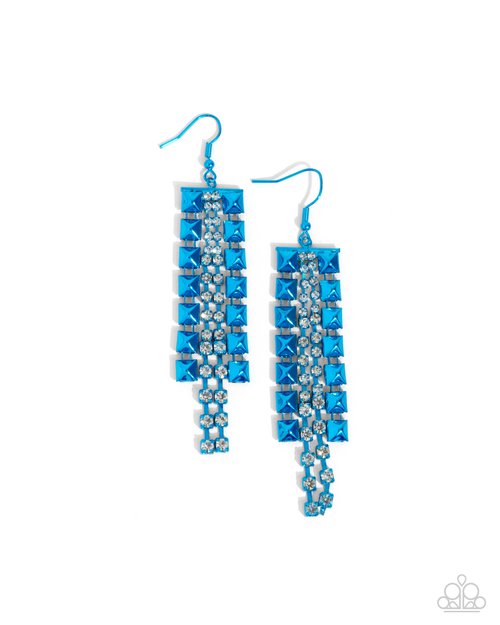 Forceful Fringe - Blue - Paparazzi Earring Image