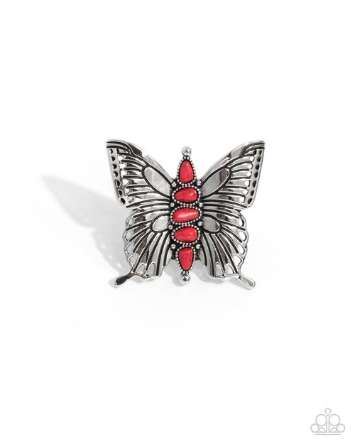 Brash Butterfly - Red - Paparazzi Ring Image