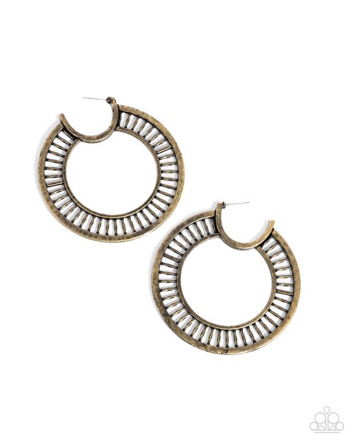 Set the Scene - Brass - Paparazzi Earring Image