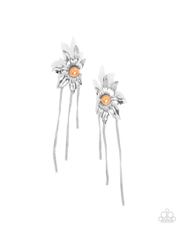 Pearl Panorama - Orange - Paparazzi Earring Image