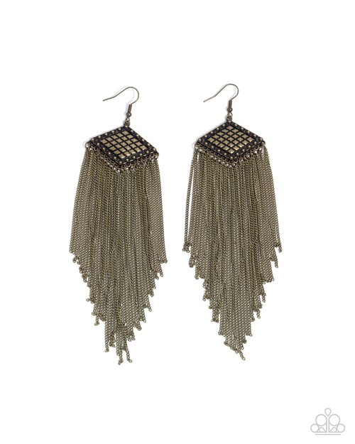 Forged Fringe - Brass - Paparazzi Earring Image
