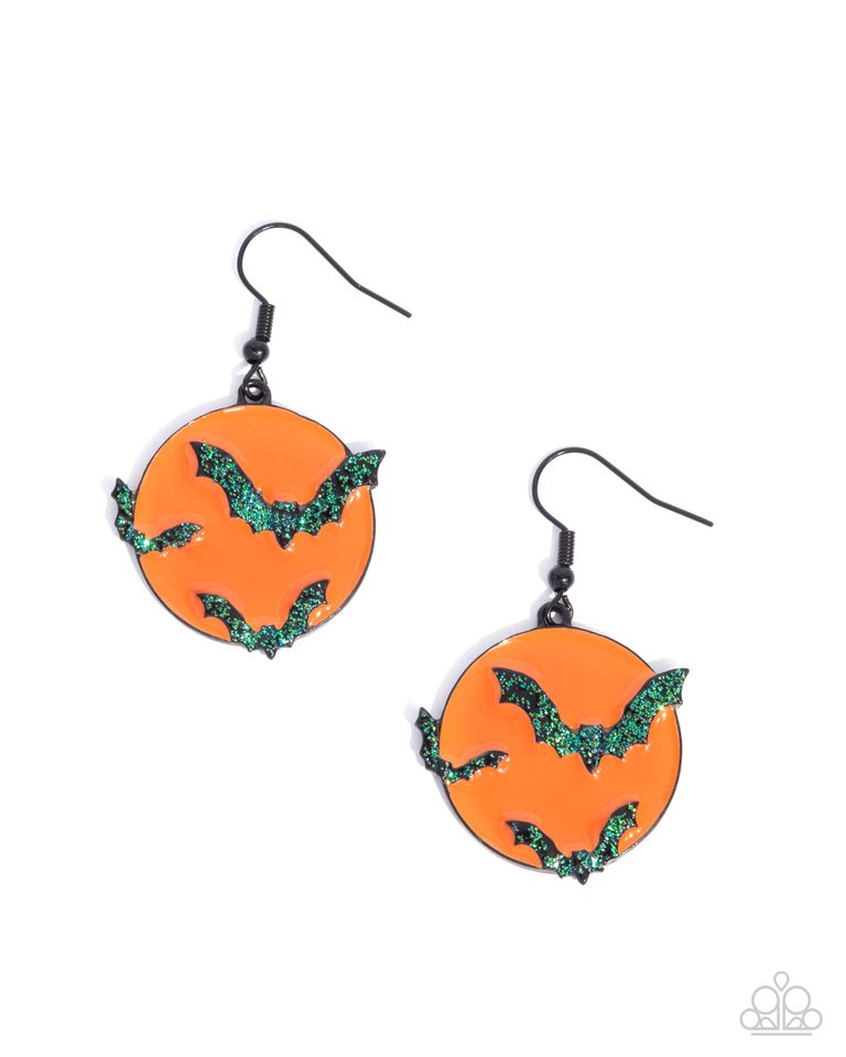 Vampire Bats - Orange - Paparazzi Earring Image