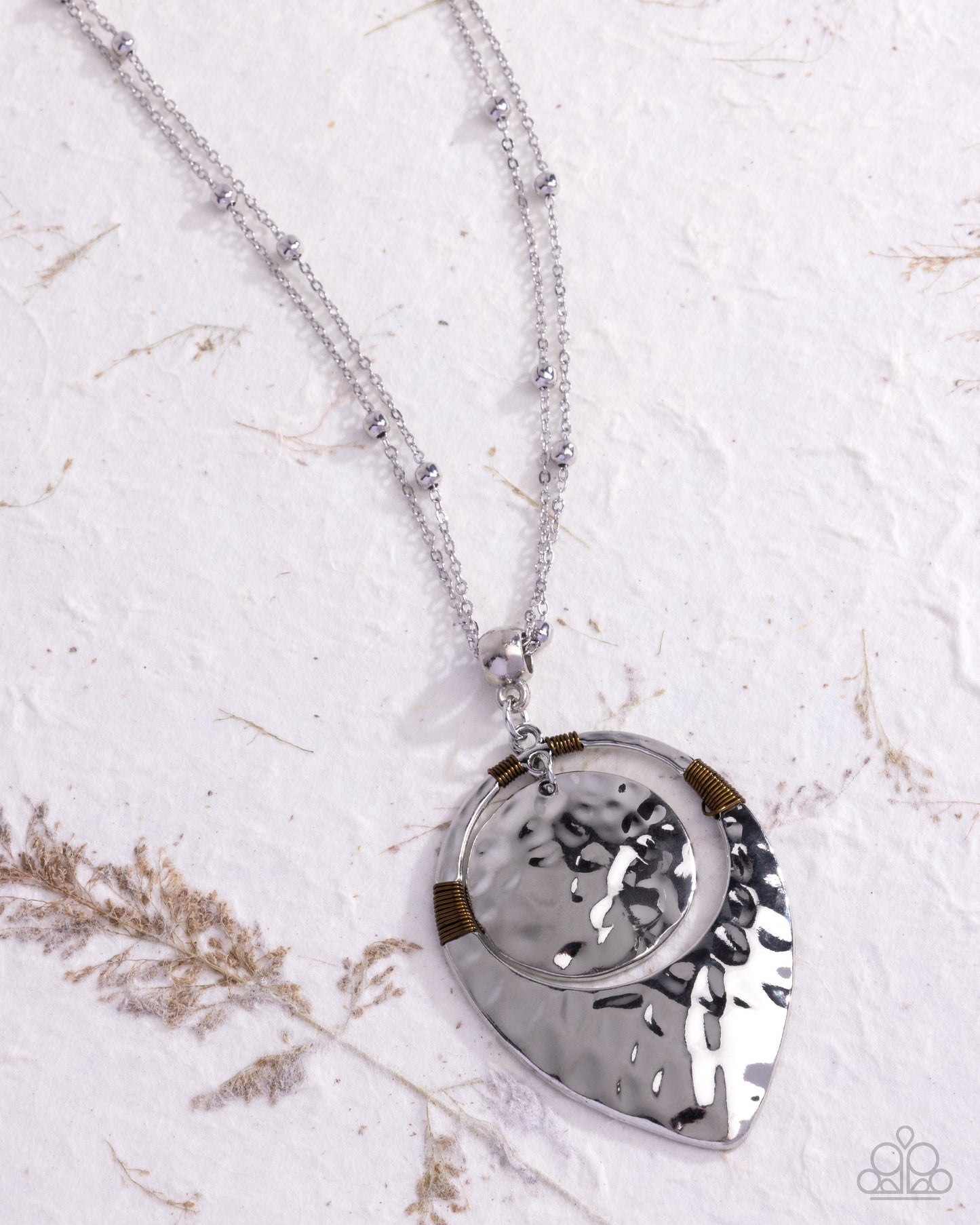 Hammered Hotline - Silver - Paparazzi Necklace Image