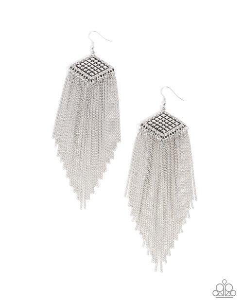 Forged Fringe - Silver - Paparazzi Earring Image