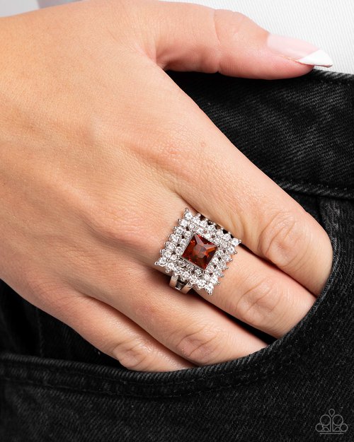 Sovereign Square - Brown - Paparazzi Ring Image