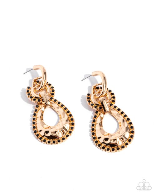 Hammered Highway - Black - Paparazzi Earring Image