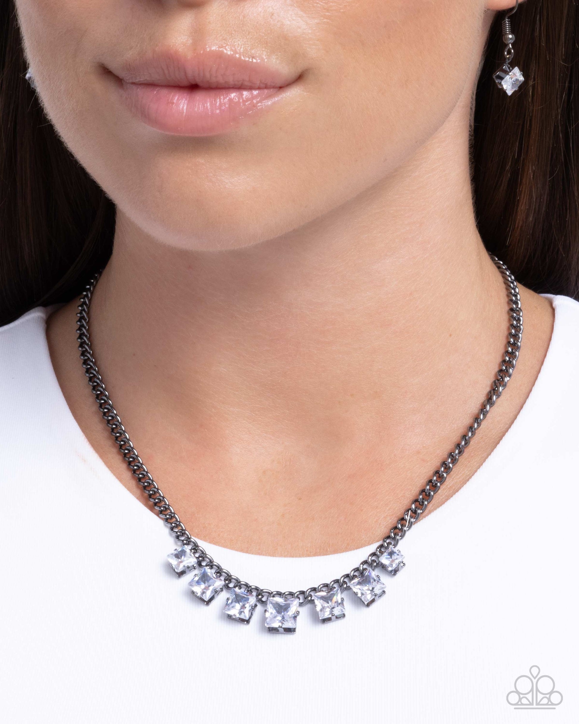 Seeking Out Squares - Black - Paparazzi Necklace Image