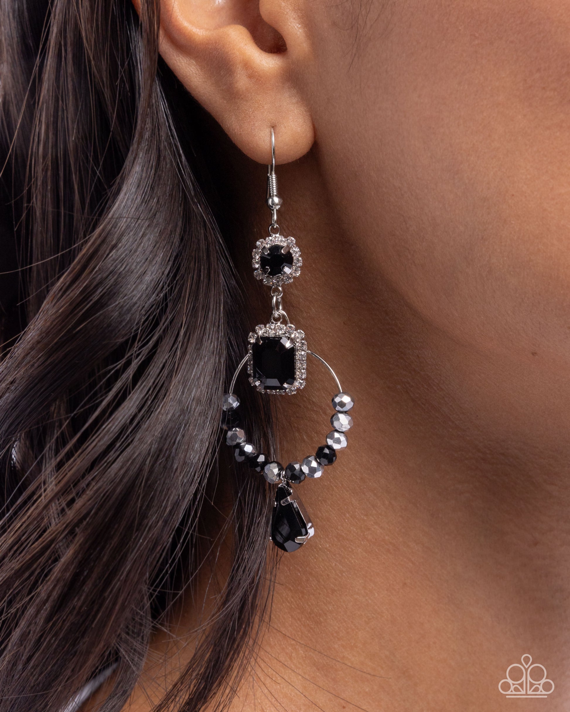 Point Me in the BRIGHT Direction - Black - Paparazzi Earring Image