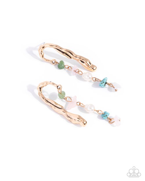 Suspended Sheen - Gold - Paparazzi Earring Image