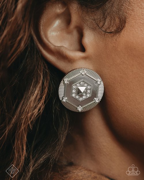 Enfolded Edge - White - Paparazzi Earring Image