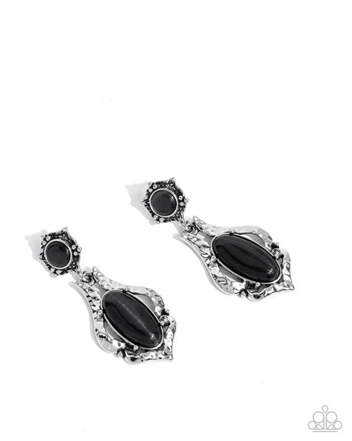 High-End Reservation - Black - Paparazzi Earring Image