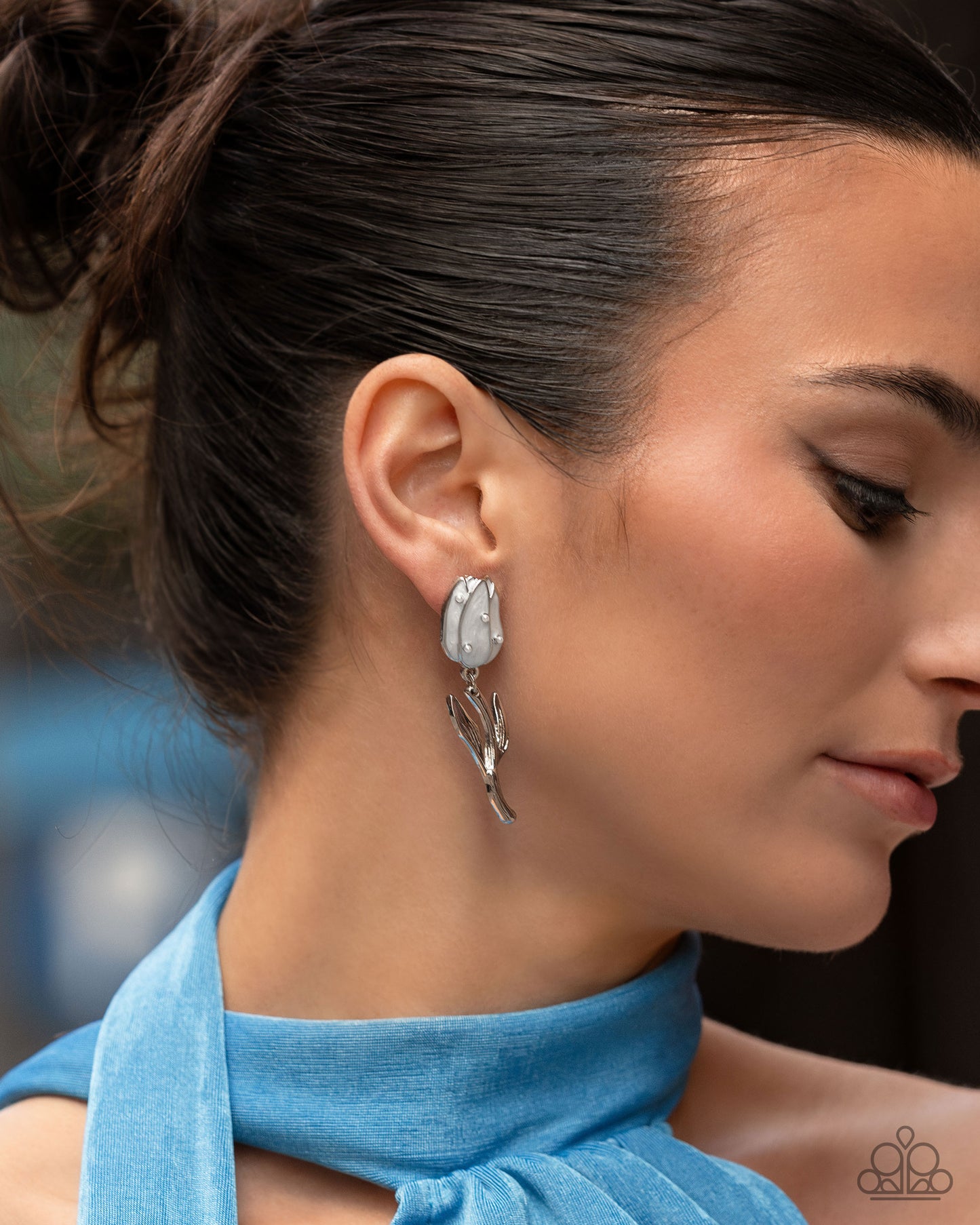 Timeless Tulip - White - Paparazzi Earring Image